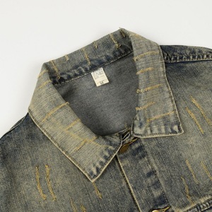 Veste en jean délavée anti-rides pour hommes en gros, logo personnalisé, vêtements d'extérieur tendance pour l'automne, veste pour hommes - Product Image 3