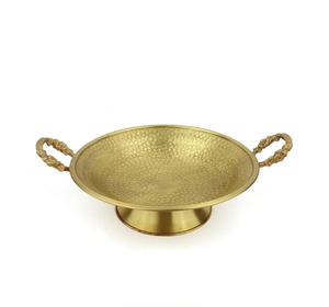 Panier à bonbons en laiton antique fait à la main bol à Fruits Vintage or martelé décoration de bureau à domicile avec pièce maîtresse technique polie - Product Image 1