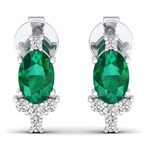Aretes de Oro Sólido de 14K con Esmeralda y Moissanita de Lujo para Mujer, Precio de Fábrica REYES - Product Image 2
