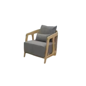 Fauteuil d'extérieur en bois contemporain avec large accoudoir et coussin amovible pour sièges de jardin - Product Image 5
