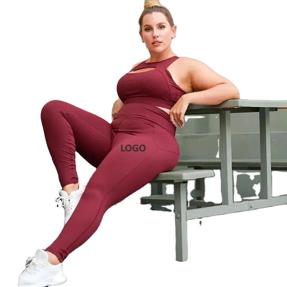 Logo personalizzato donna scava fuori palestra Fitness Sexy manica lunga Crop Top e pantaloni da Yoga a vita alta Set da Yoga senza cuciture