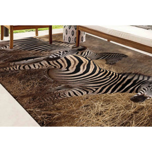 Tapis Zebra Safari Landscape : Tapis d'appoint antidérapant, motif imprimé, tapis en chenille - Product Image 2