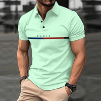 Vente en gros de polos imprimés Paris avec motif de logo personnalisé polos de golf à manches courtes respirants pour hommes en tissu tricoté formel
