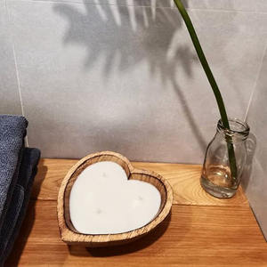 Nouvel arrivage de bol à bougie en forme de cœur en bois de manguier de qualité supérieure, 100 pièces, assiette décorative de table de mariage à la maison - Product Image 5
