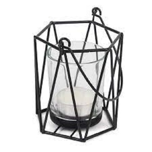 Bougeoirs en métal Centre de table pour Halloween Bureau Maison Bougeoir moderne Bougeoirs géométriques noirs - Product Image 1