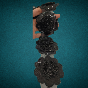 Tela de encaje bordado Floral colorido con adorno de tul de patrón intrincado para accesorios de moda de boda de gama alta de lujo - Product Image 2