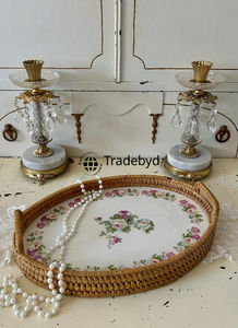 Bandeja de Servicio Multiusos Móvil de Ratán Tejido a Mano Moderno de Primera Calidad, Ecológica, Tradebyd - Product Image 2