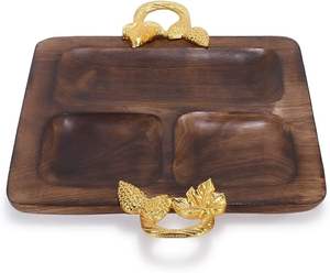 Bandeja de servicio de madera de calidad superior para restaurantes Bandeja de servicio de grano de madera natural para hogares modernos Bandeja de madera elegante - Product Image 5