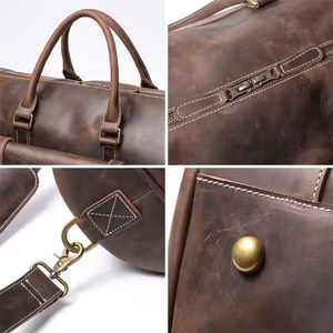 กระเป๋าเดินทางหนังแท้สำหรับผู้ชาย, กระเป๋าหนังแท้พร้อมสายคล้องไหล่กระเป๋ามีซิปปิด - Product Image 5