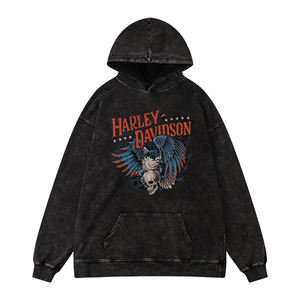 Sudadera con capucha ecológica de lana para hombre de estilo Punk lavado con ácido OEM al por mayor, Jersey hecho en fábrica, logotipo personalizado bordado de invierno - Product Image 6