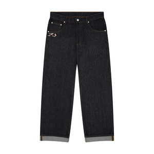 กางเกงยีนส์เดนิมทรงตรงเอวกลางสไตล์สตรีทแวร์ราคาประหยัดสำหรับผู้ชาย ผ้าซักแล้ว ระบายอากาศได้ดี เป็นมิตรกับสิ่งแวดล้อม - Product Image 1