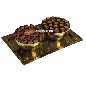 Juego de dos cuencos de chocolate con base de resina Forma redonda Cuenco dulce de lujo Tamaño personalizado Cuenco de chocolate de metal elegante - Product Image 3