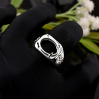 Echter 925er Sterlingsilber Ovaler Ring mit Krappenfassung für Herren, 16x12mm, Silberschmuck, Luxus-Großhandelskomponente, Geschenk für Ihn