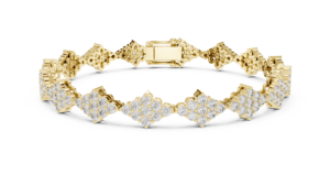 Floral Cluster Tennis <b>Bracelet</b> Round Cut Lab Grown Diamond 10K 14K <b>Solid</b> Gold DEF VVS Wedding Fine Jewelry <b>Bracelet</b> for Women - Product Image 4