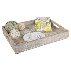 Bandejas decorativas de granja con diseño de mariposas hechas a mano, bandeja para servir de madera de mango con asas y uso multiusos - Product Image 2
