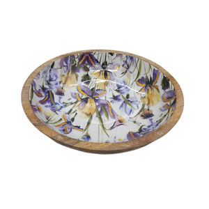 <b>Green</b> Finished Enamel Design Wooden Round Shape Fruit Bowl for Tabletop Home & Hotels <b>Food</b> & Snacks Serving Bowls Handmade - Product Image 6