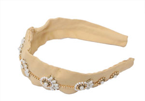 Bandeau élégant à motif floral, léger, durable, doux pour la peau, fait à la main, orné de perles et de broderies, accessoire de mode - Product Image 5