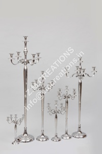 European Handmade Aluminum Creative Silver Candle Stand with <b>Black</b> Tabletop Embossing Printing for Christmas Weddings Home Decor - Product Image 2