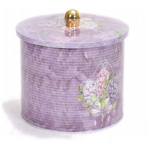 Poignée de bouton de fleur violette 2.1L boîte de stockage de nourriture ronde en métal 140x150mm avec Ø 140x150mm - Product Image 3