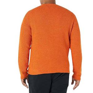 Pull tricoté à manches longues de couleur orange vêtements pour hommes pulls en tricot laine matériel personnalisé chandails respirants à col rond - Product Image 4