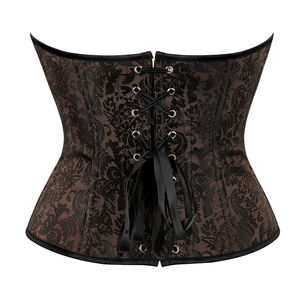 Womens Vintage Brocade Overbust <b>Corset</b> <b>Top</b> Elegant <b>Strapless</b> Bustier with Front Busk Closure Gothic Steampunk Waist Cincher - Product Image 5