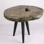 Tabouret et table d'appoint ronde en bois massif naturel moderne pour le mobilier de salon - Product Image 2