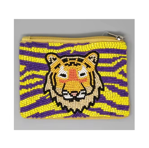 Porte-monnaie compact en perles de tigre jaune pour femmes, petit portefeuille en perles artisanales pour les voyages, les courses et l'usage quotidien - Product Image 6