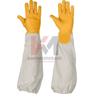 Guantes de apicultura permeables al aire americano Guantes de trabajo de seguridad protectores de Palma de cuero largo Guantes protectores de piel de oveja para apicultores - Product Image 1