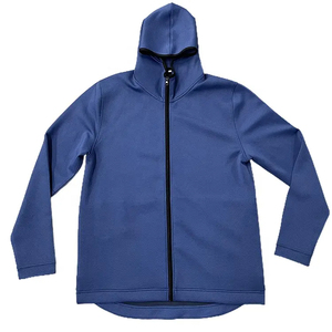 Sweat à capuche en coton épais 400GSM pour hommes, tenue décontractée surdimensionnée avec logo brodé, fermeture éclair teinte en bleu, taille hiver 6XL - Product Image 5