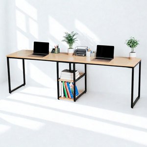 BD68063 240x60x75cm Two-Person Minimalist Modern Office <b>Desk</b> with <b>Shelf</b> Traditional Melamine Wood Style Work <b>Desks</b> - Product Image 1