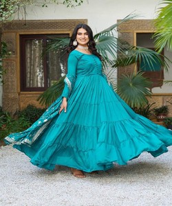 FANCY VICHITRA SEDA POTLI BOTÓN DE TRABAJO CON BORDADO DE SECUENCIA TRABAJO DUPATTA DESGASTE FESTIVAL PRECIO AL POR MAYOR ROPA ÉTNICA - Product Image 3