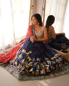 Lehenga Choli Dupatta indien prêt-à-porter, très vendu, en géorgette avec des sequins, pour mariage, fête, tenue Bollywood, séchage rapide - Product Image 6