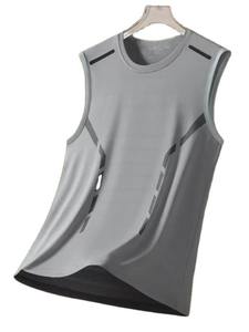 Summer Men's Trendy Quick-Drying Casual Sports <b>Silk</b> Vest Breathable Knitted Tank <b>Top</b> Button Decoration Cool <b>Sleeveless</b> Design - Product Image 6