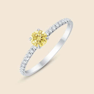 Anillo de Diamante Cultivado en Laboratorio, Corte Redondo, 0.3 Quilates, Color F-VS, en Oro Sólido de 14K, para Novia, Boda, Compromiso, Fiesta - Product Image 2