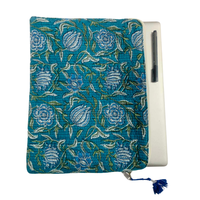 Housse pour ordinateur portable en coton matelassé imprimé au bloc, étui pour MacBook et tablette Pro, housse pour ordinateur portable faite à la main avec fermeture éclair, 12x16 pouces, pour voyage