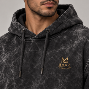 Sweat-shirt à capuche noir délavé pour homme MEAAK, avec cordon de serrage, poche kangourou, logo, style streetwear - Product Image 6