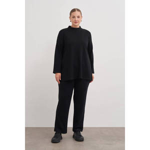 Mid-Rise <b>Elastic</b> <b>Waist</b> Casual Flare Dress Pants Breathable Wrinkled Wide-Leg <b>Trousers</b> for Autumn - Product Image 1