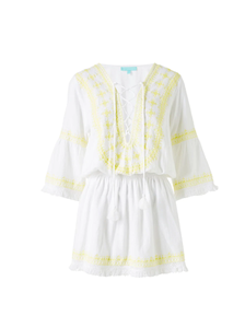 2024 femmes décontracté Mini robe coloré imprimé manches courtes Machine brodé dentelle tissé écologique robe courte - Product Image 4