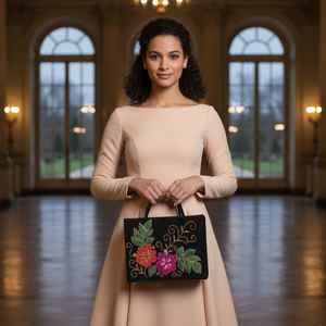 กระเป๋าลูกปัดแมกโนเลีย, กระเป๋าลูกปัดลายดอกไม้, กระเป๋าถือดอกไม้สีขาว, กระเป๋าสะพายไหล่ฤดูใบไม้ผลิ, กระเป๋าลูกปัดฤดูร้อน, ดอกไม้ทำมือ - Product Image 4