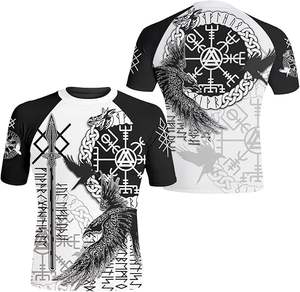 Short Sleeve Rashguard OEM BJJ MMA <b>Shirt</b> Custom Compression Fit with Fast Drying Fabric and Logo Option - Product Image 5