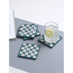 Dessous de verre en pierre naturelle Terrazzo de meilleure qualité Dessous de verre motif marbre incrustés de résine Dessous de verre absorbant en pierre - Product Image 5