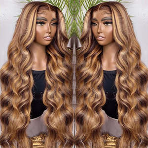 Perruque frontale en dentelle 360 Full HD en gros, fournisseurs de perruques, couleur méchée, cheveux humains vierges bruts péruviens, fermeture en dentelle, perruque ondulée - Product Image 2