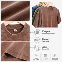 Kaos Pria 230 GSM Heavyweight 100% Katun Loose Fit Polos Vintage Streetwear Tee OEM Custom Grosir