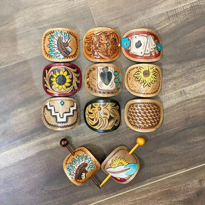 New Handcrafted Tooled Leather Vintage Hair Stick High Quality Western Genuine Leather Women <b>Barrette</b> <b>Clips</b> Sunflower Hair Stick - Product Image 5