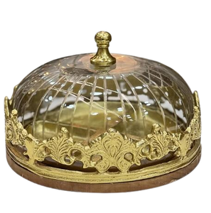 Square Shape Aluminum Casted Metal Condiment Server Dry Fuits & Nuts Server Box With <b>Glass</b> Cover - Product Image 3