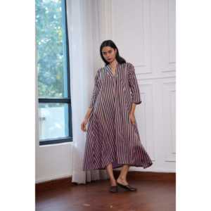 Vestido Casual con Rayas Blush Bloom, Estilo Gótico, Formal, Vintage, Tallas XS-XL, Cuello Halter, 100% Algodón, Material Vaquero, con Bolsillos, para Primavera - Product Image 3