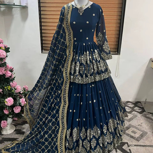 Salwar Kameez y Dupatta de Georgette Sintética de Alta Demanda, con Bordado Pesado de 5mm, Estilo Bollywood, para Fiestas, en Oferta - Product Image 1