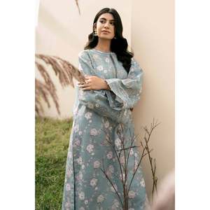 BAROUQE-3PC Chemise en Chiffon Imprimé KARANDI avec DUPATTA et PANTALON-BIC-2576 - Product Image 2