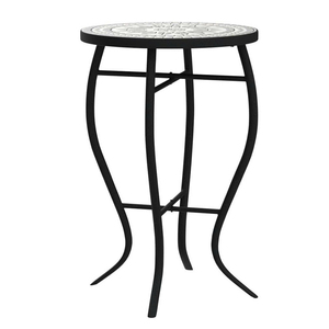Table d'appoint de patio pliante ronde en mosaïque noire Table basse de bistro extérieure et intérieure, support pour plantes - Product Image 1