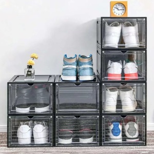 Chất lượng cao rõ ràng phía trước mở tổ chức rõ ràng Stackable có thể gập lại nhựa trong suốt hộp giày - Product Image 4